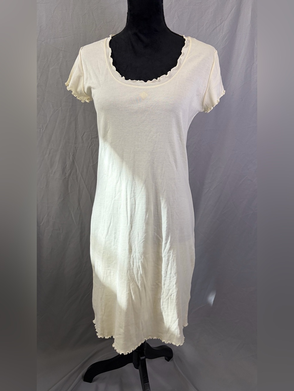 Ralph Lauren Pale Yellow Cotton Scoop Neck Cotton Dress